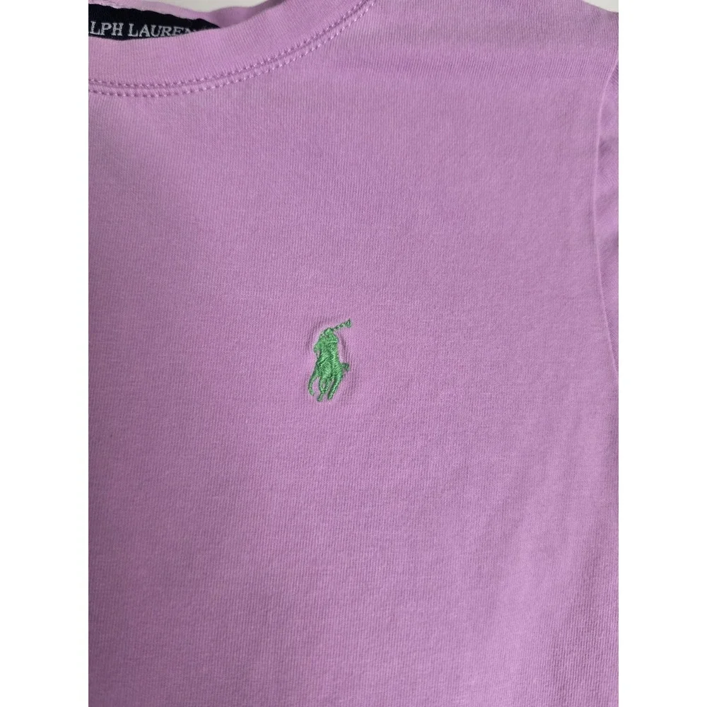 Ralph Lauren Girls T-Shirt Size 5 Pink Solid Short Sleeve Round Neck Casual Top